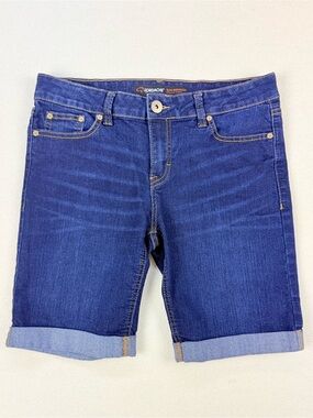 Jordache Slim Bermuda Denim Shorts Mid Rise Stretch Cuffed Jean Shorts
